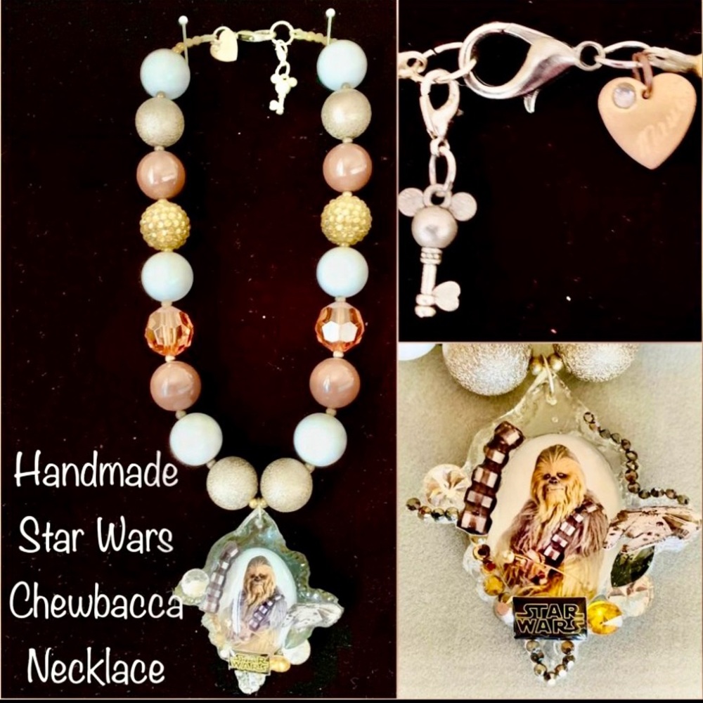 Star Wars Chewbacca Pendant Necklace Handmade Acrylic Design One of a Kind NWOT